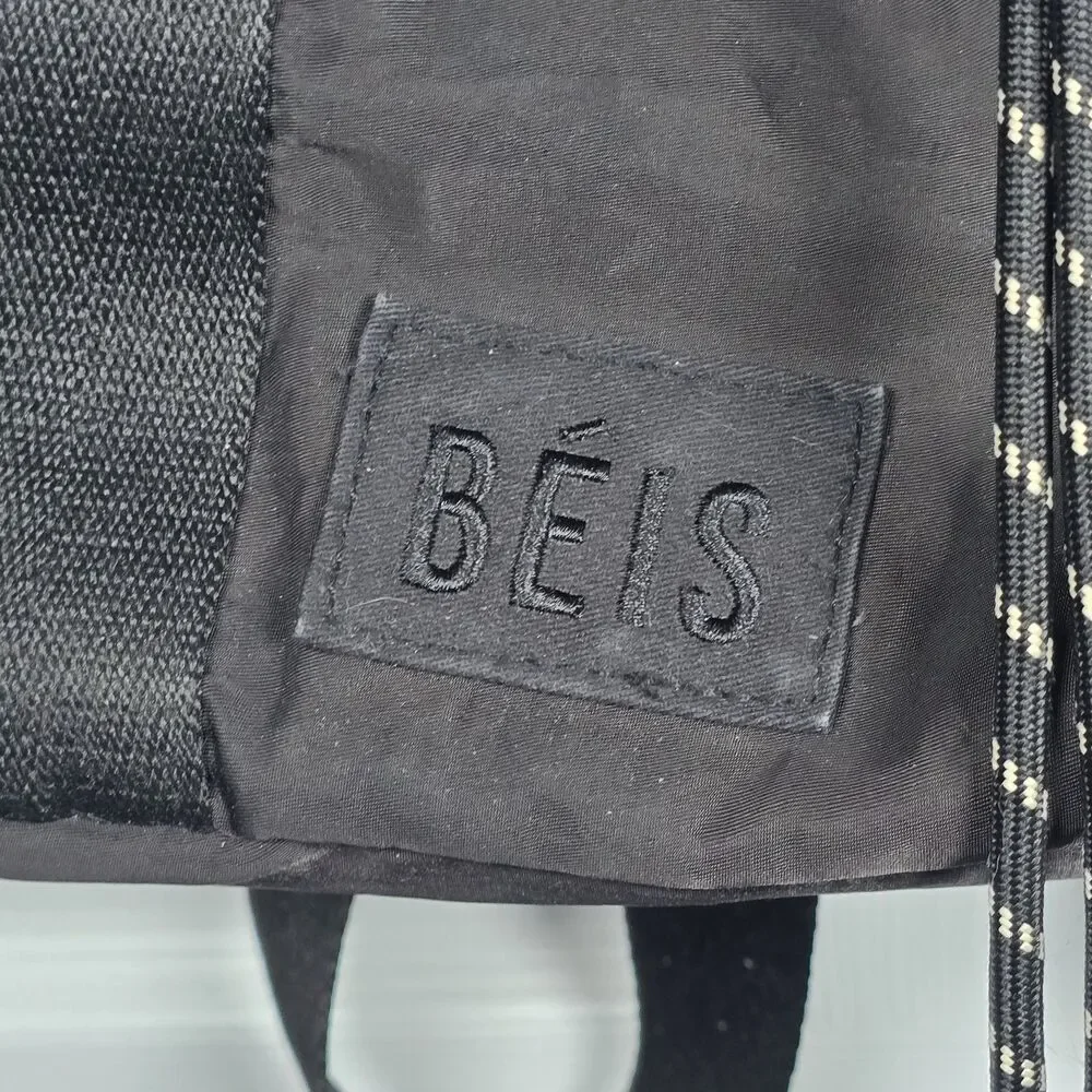 Beis The Sport Tote Black Travel Drawstring Backpack Adjustable Straps
